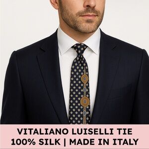 Vitaliano Luiselli Silk Tie — Geometric “Star” Print — Classic Width (~3.75”)